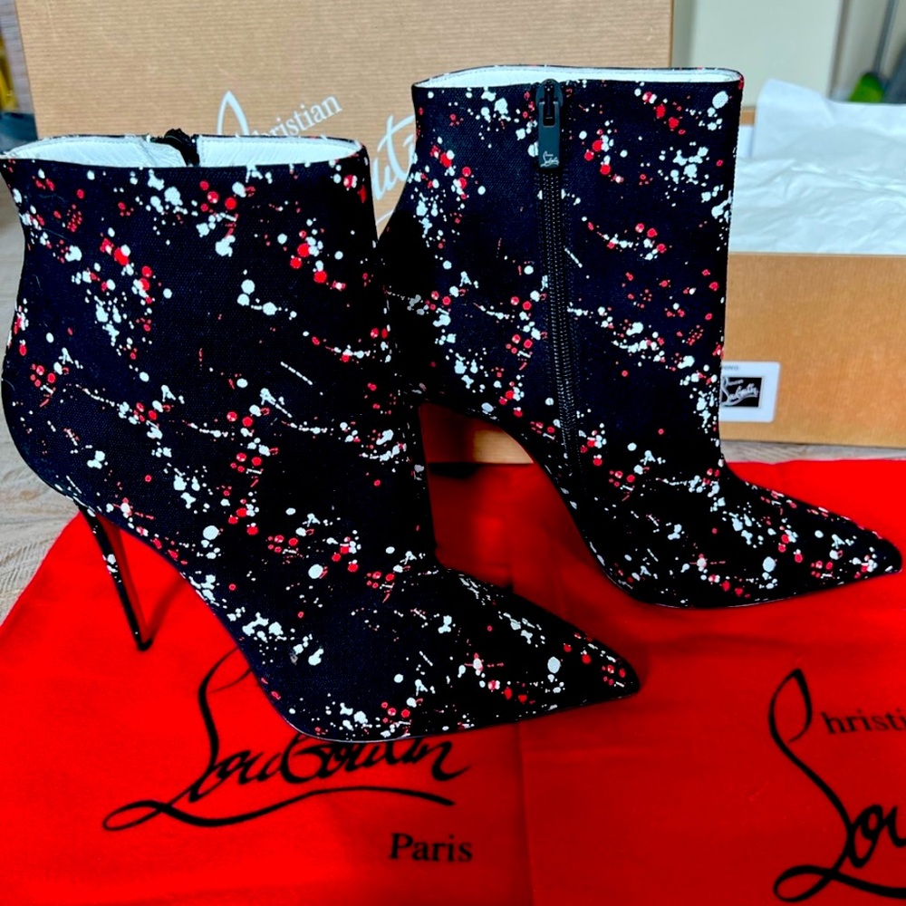Christian Louboutin Artistic Black and Red Heeled Boots